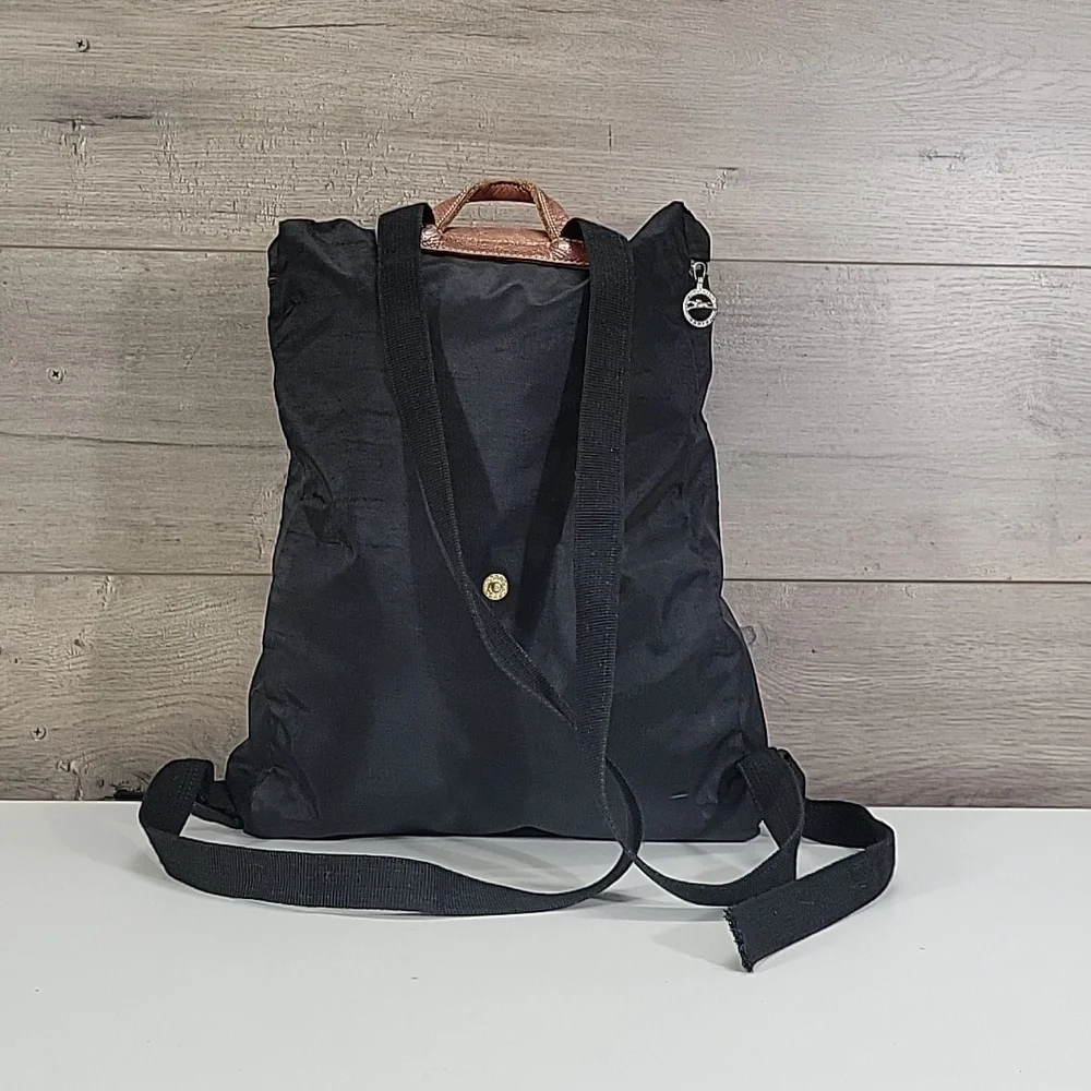 Black Nylon/Leather Backpack Bag